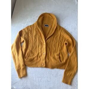 Anthropology Pilcro Gold Cable-Knit Cardigan Sweater Button Front Long Sleeve